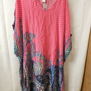 Tommy Bahama Hot Pink Paisley Border Swim Coverup